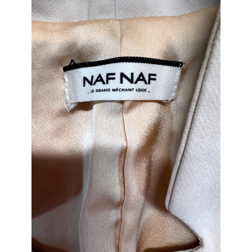 Naf Naf Blazer Womens Small Cream Embroidered Shoulder Cuff Single Button Jacket - Picture 6 of 11